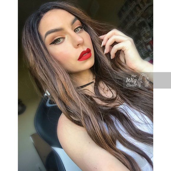 24" Loose Wave Copper Lace Wig | Shantell - Picture 8 of 10